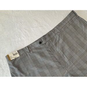 NWT Roundtree‎ Yorke Gold Label BLUE Plaid 48" Premium Shorts Flat Front